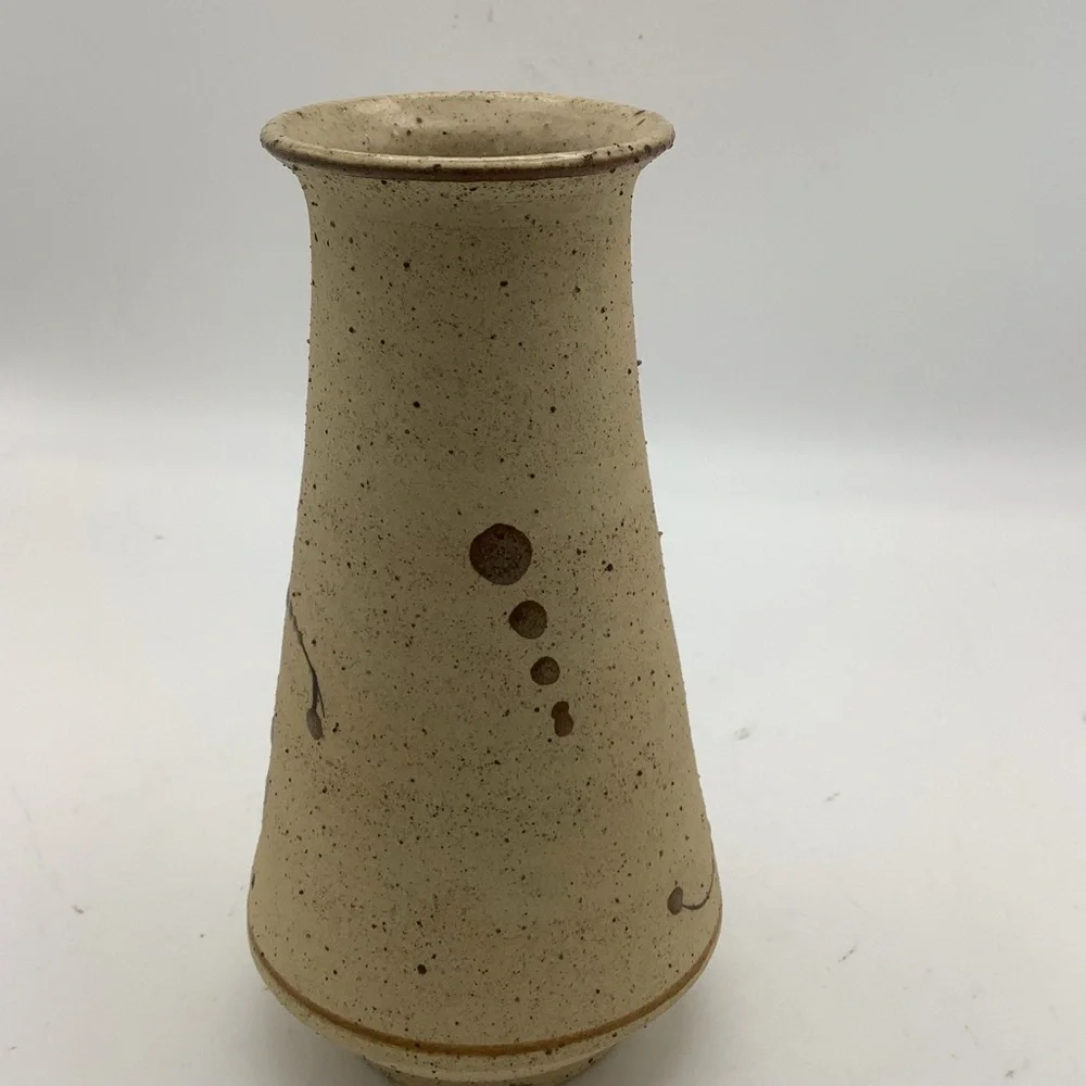 Handcrafted Mexican Tonala Pottery Vase with Floral Design